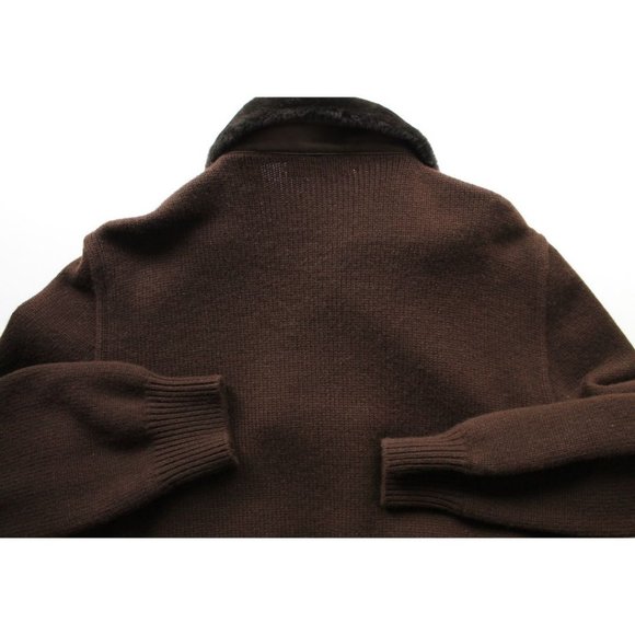 Loro Piana Aviator Shearling Cashmere Bomber Jacket Size IT 52/ US L Dark Brown - Picture 7 of 12